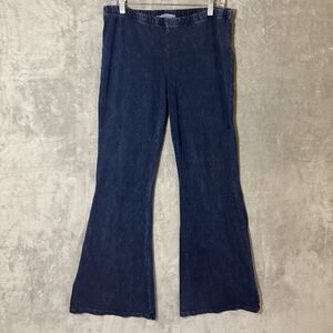 Chatoyant Mineral Wash Bell Bottoms Navy Blue Women Large Hippie Boho Y2K Flare